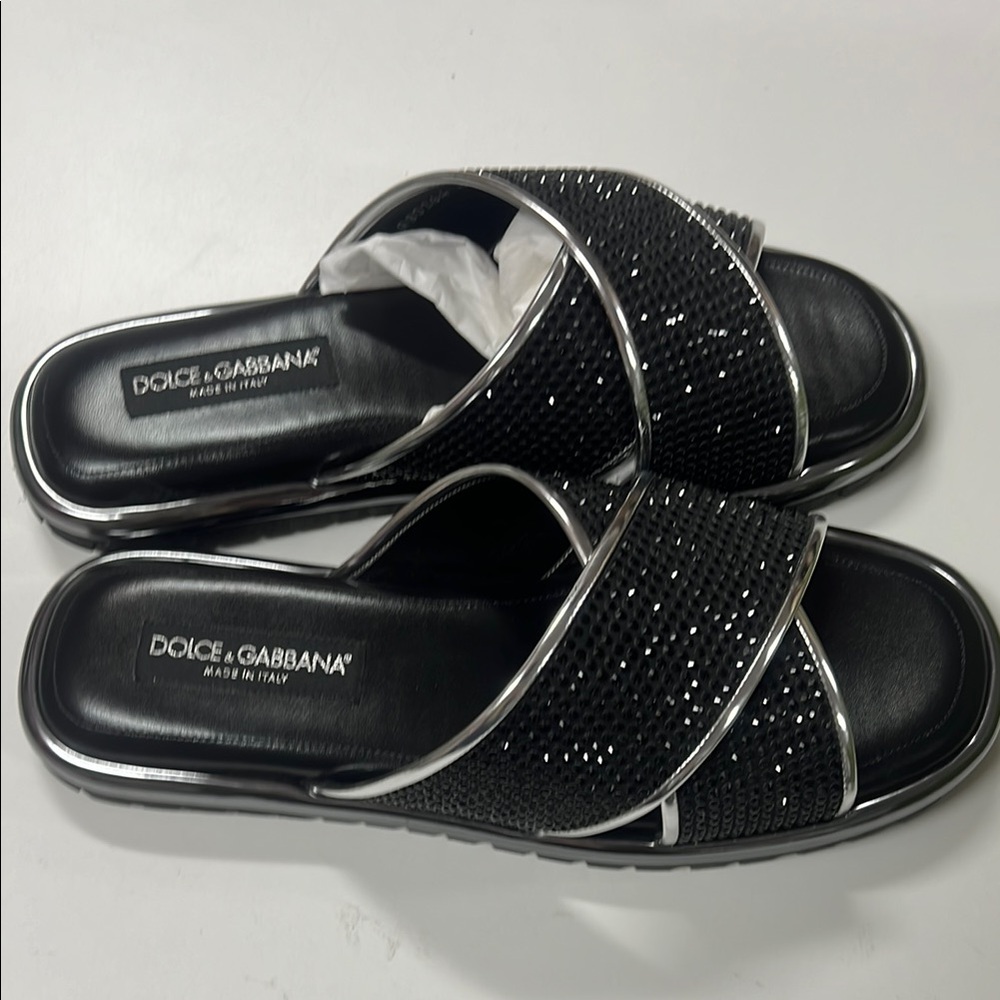 Dolce & Gabbana Black Sparkle Sandals NEW EU 44 US 11